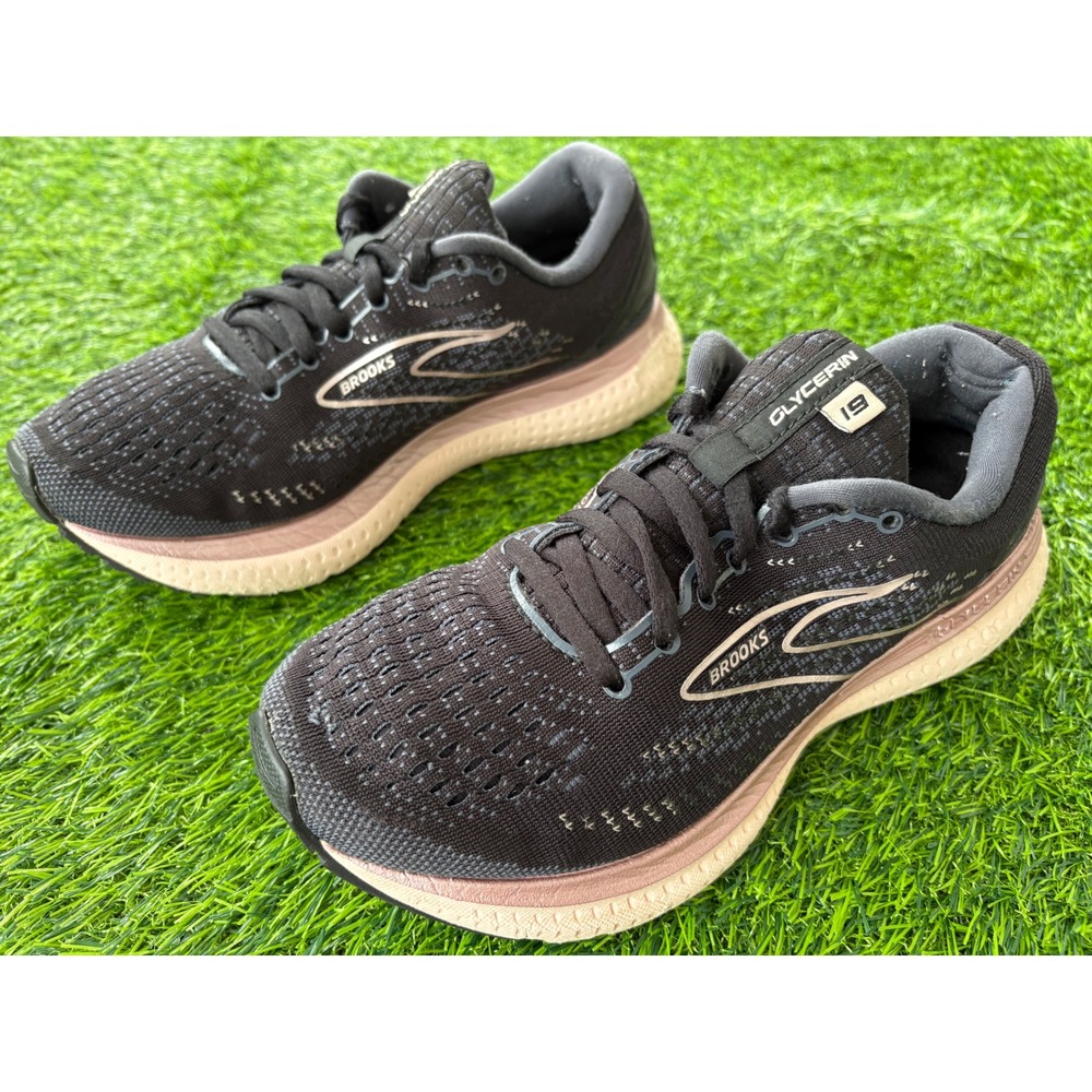 Brooks Glycerin 19 Womens 7 Wide Black Rose Gold Running Shoes 1203431D074